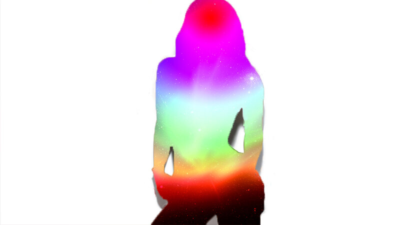 Silhouette with Rainbow Colors — Red