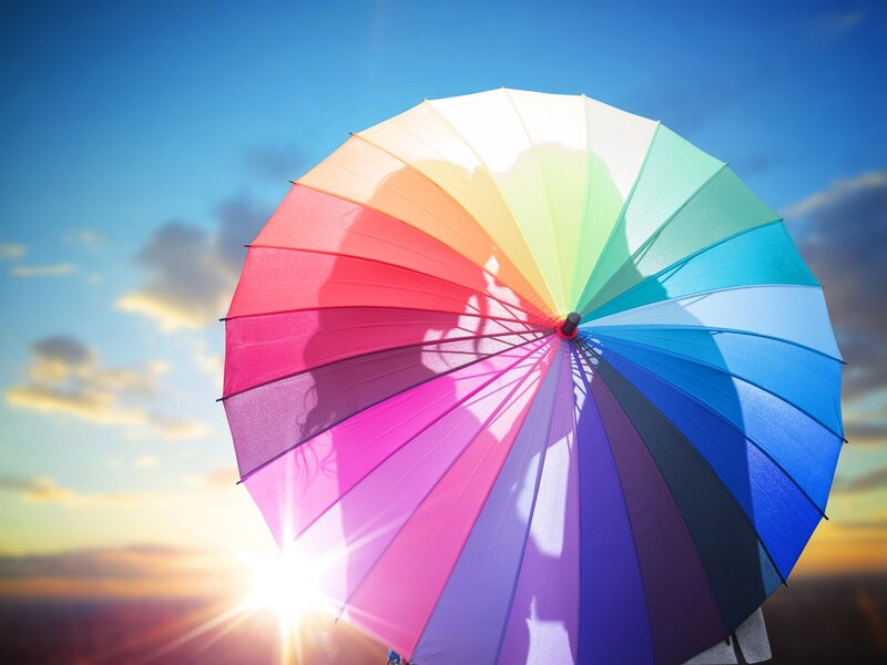 Silhouette with Rainbow Umbrella