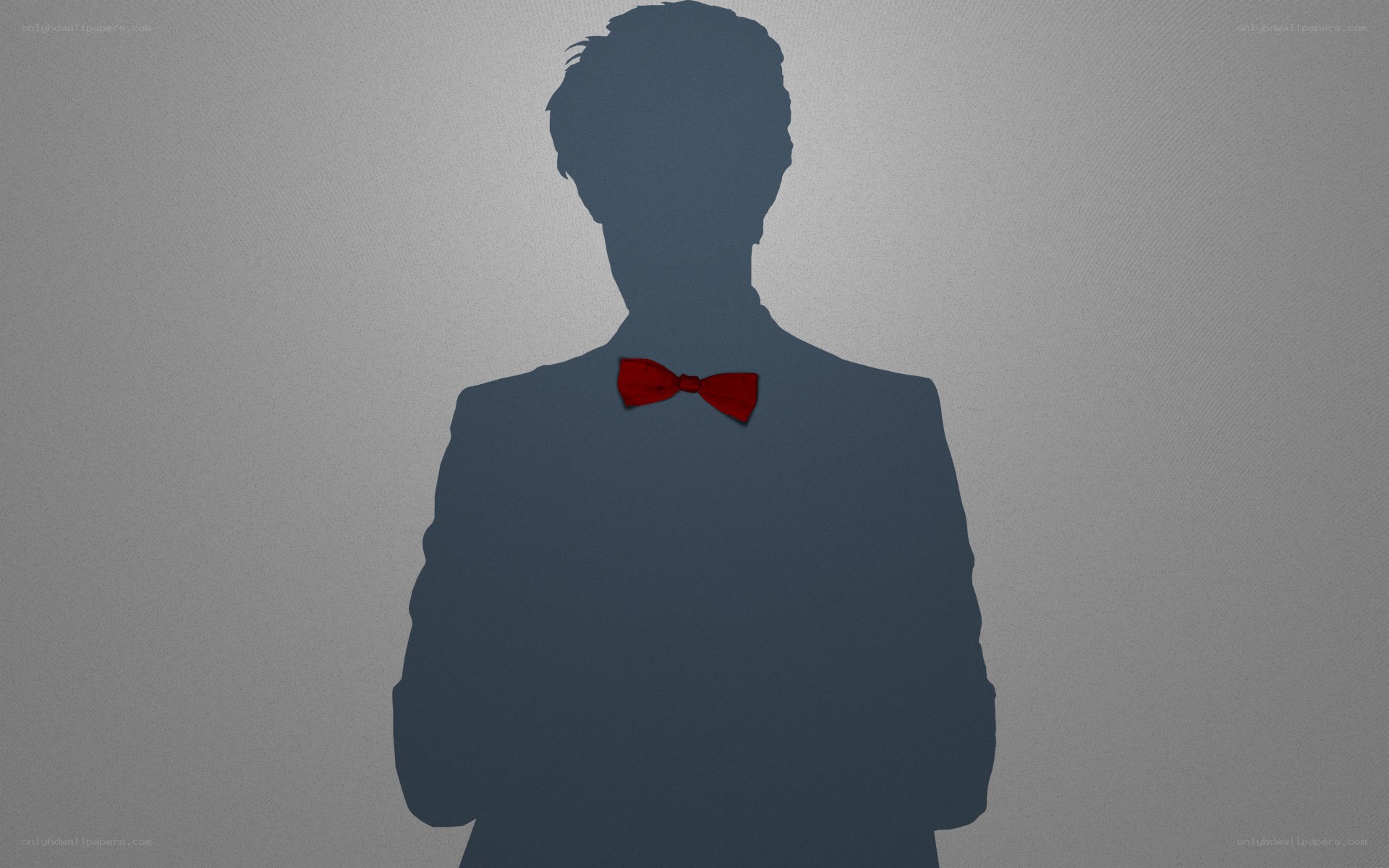 silhouette with red bow tie