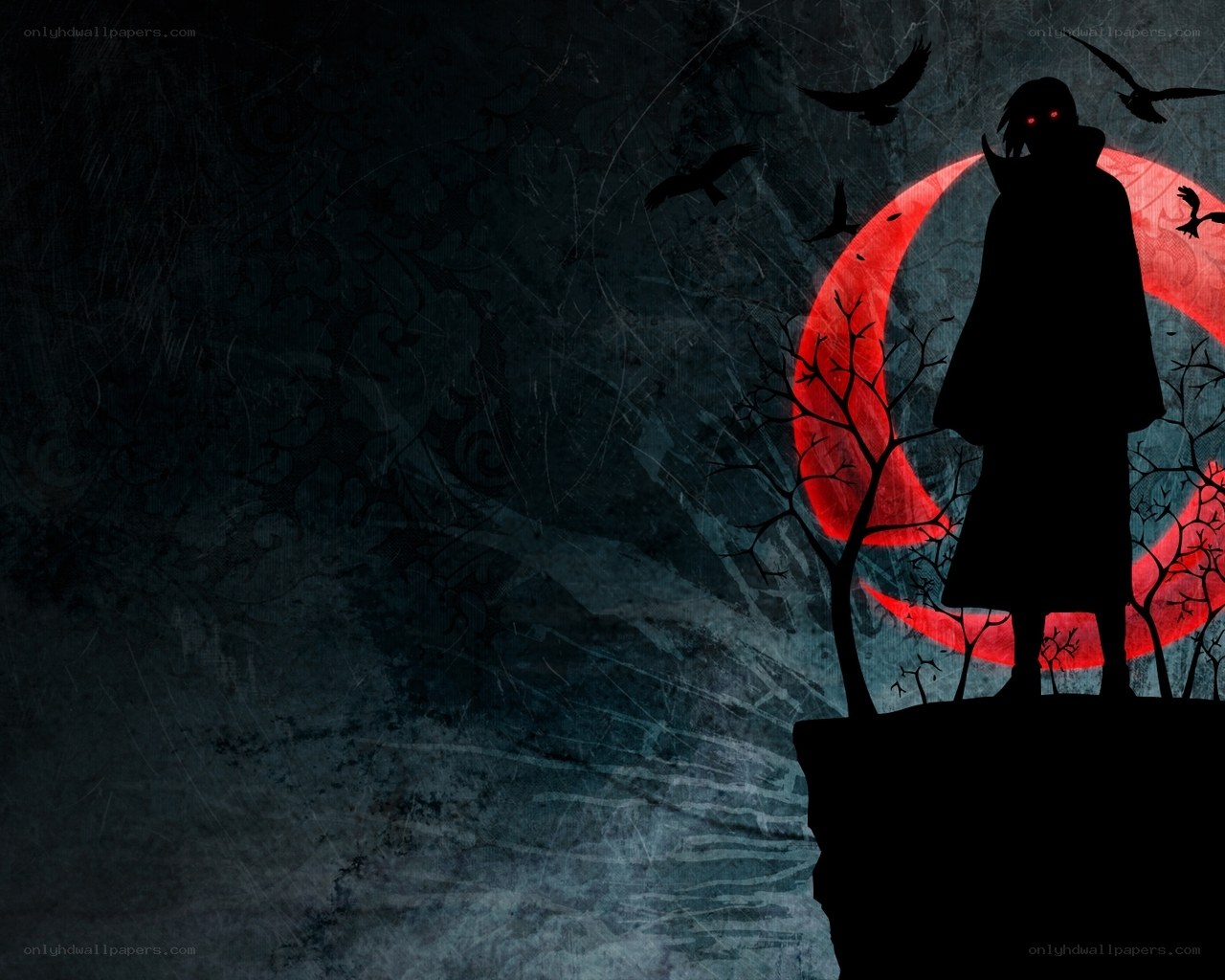 silhouette with red eyes