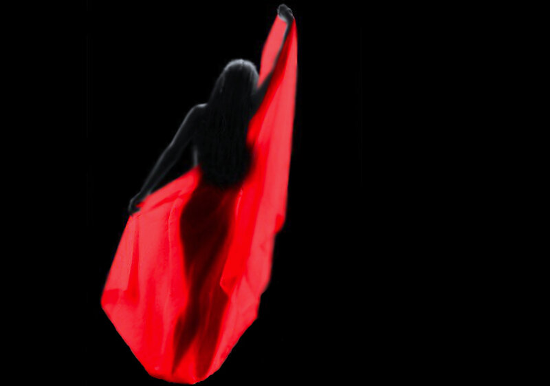 Silhouette with Red Fabric