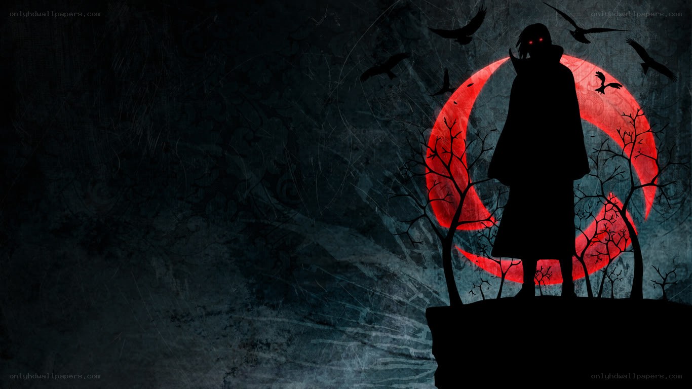 silhouette with red moon