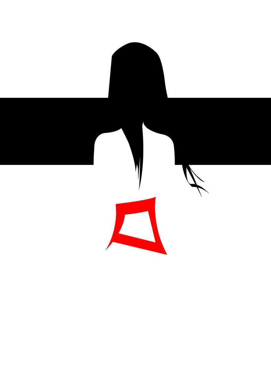silhouette with red symbol