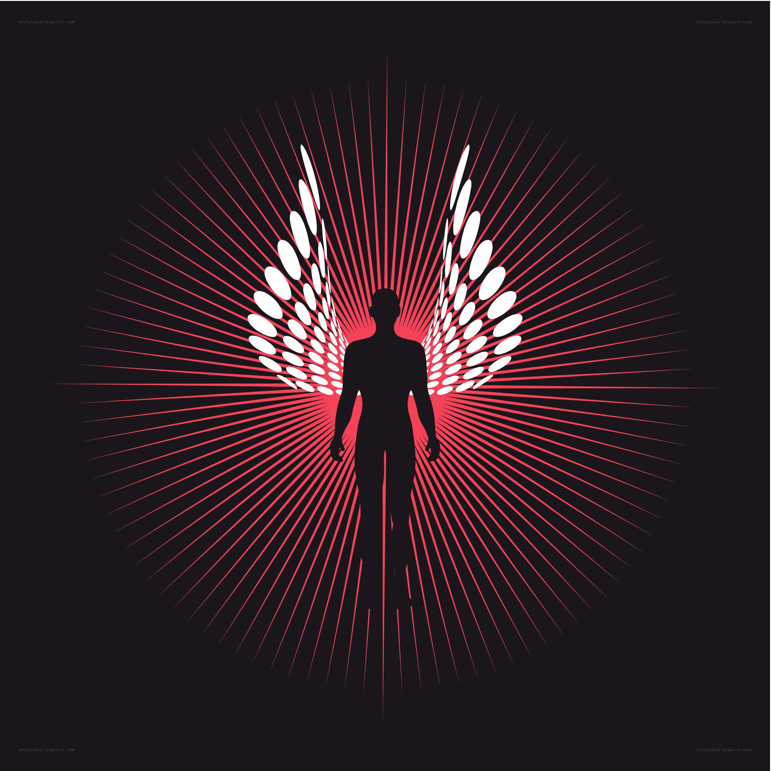 silhouette with red wings