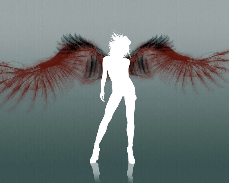 silhouette with red wings