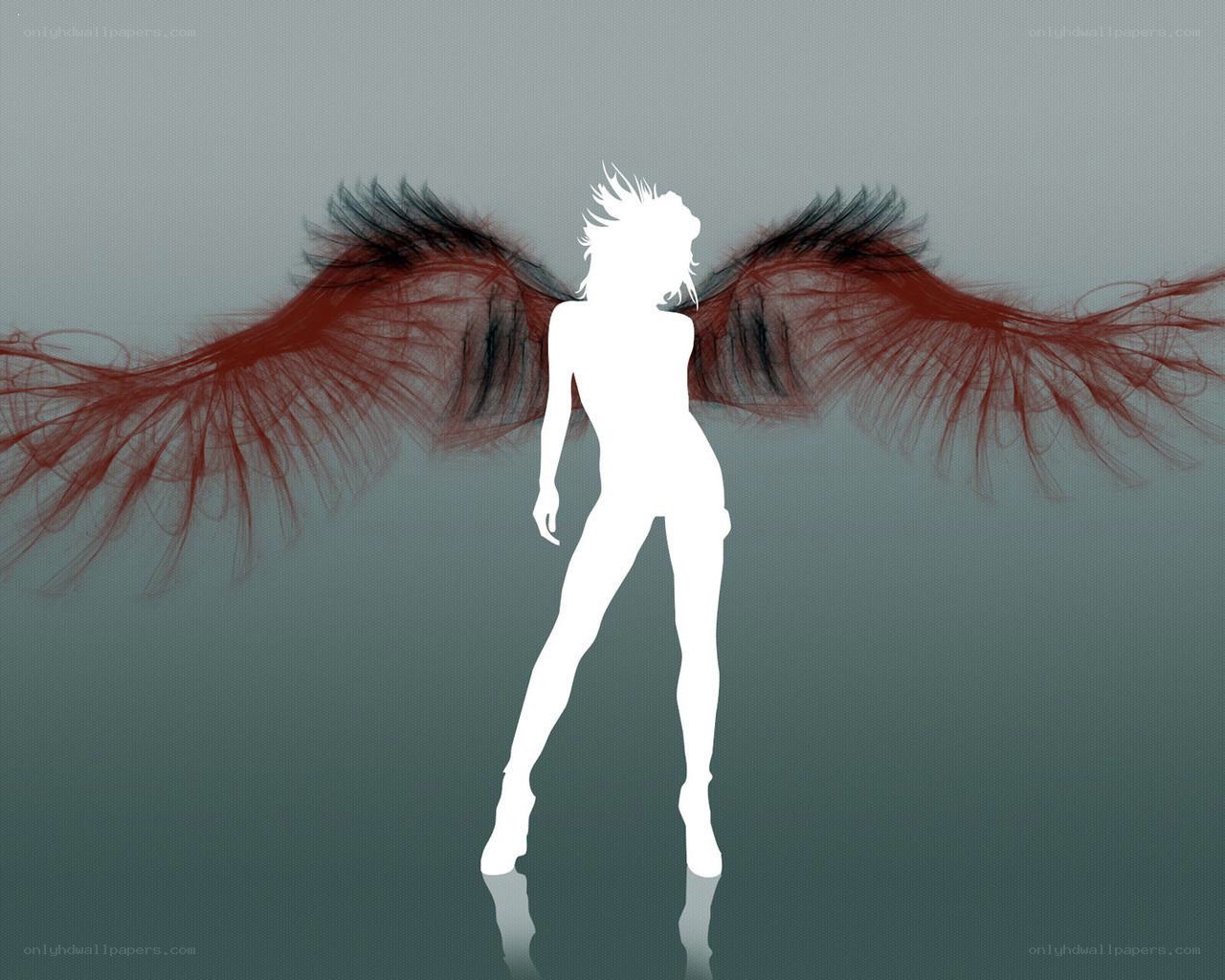 silhouette with red wings