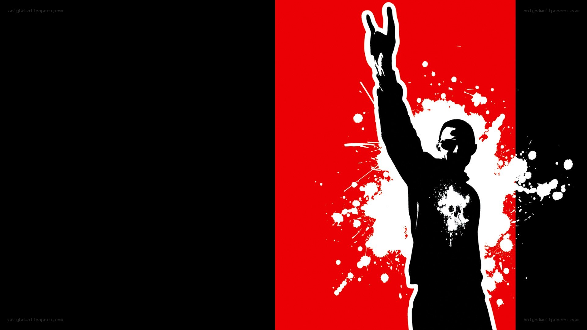 silhouette with rock gesture