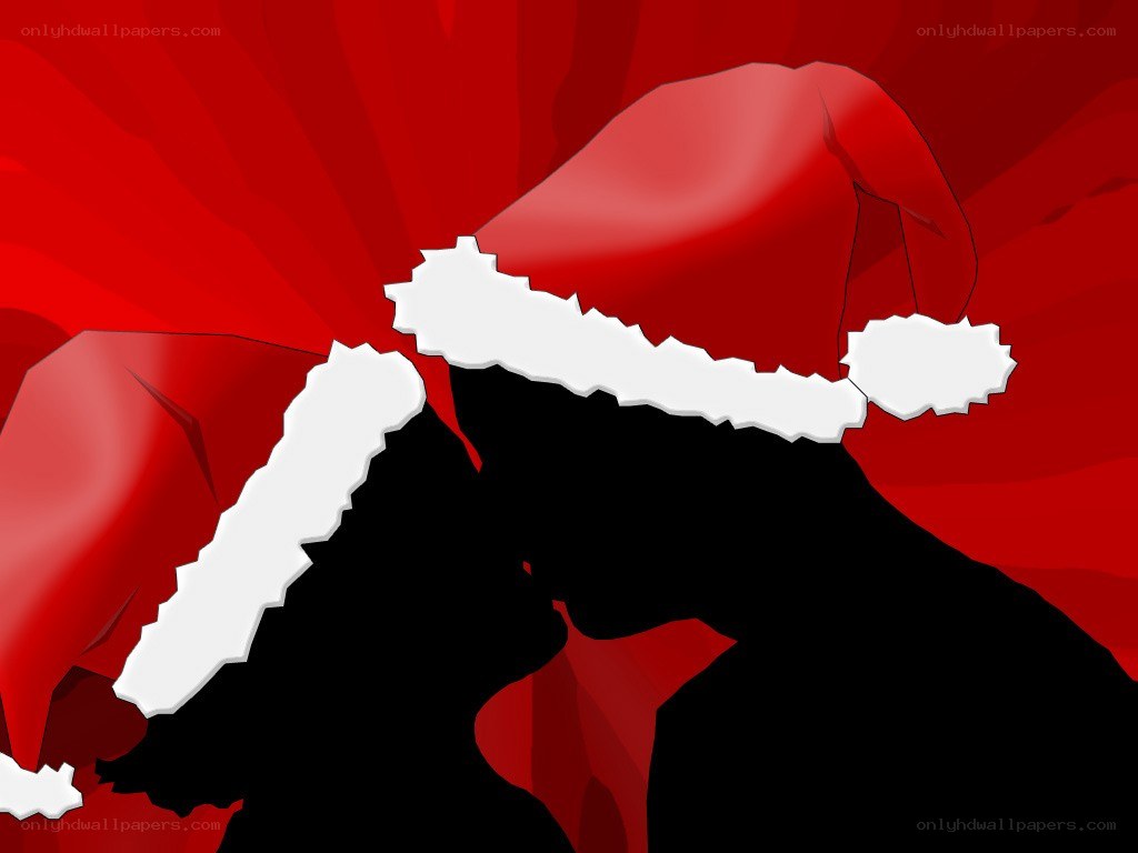 silhouette with santa hat