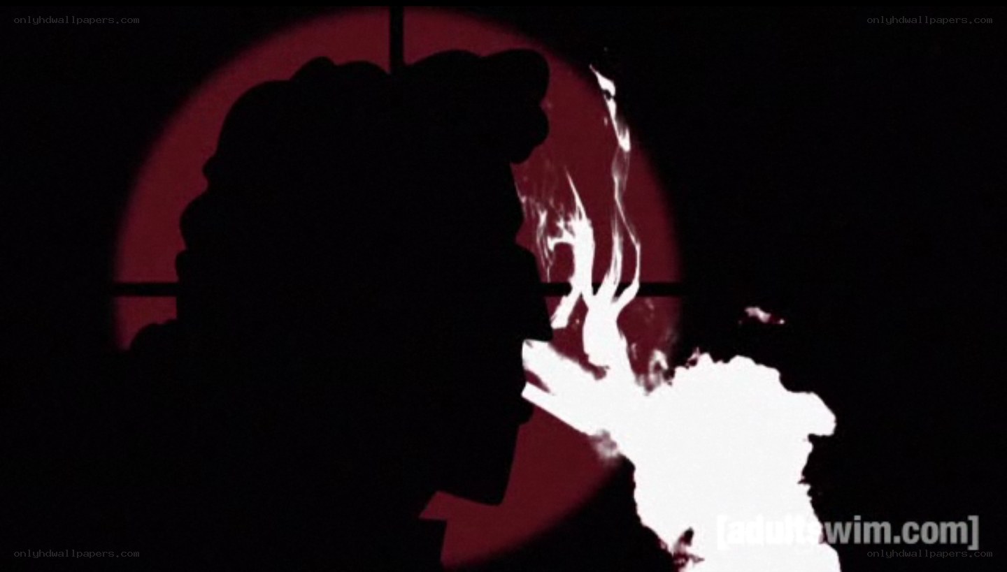 silhouette with smoke and red light