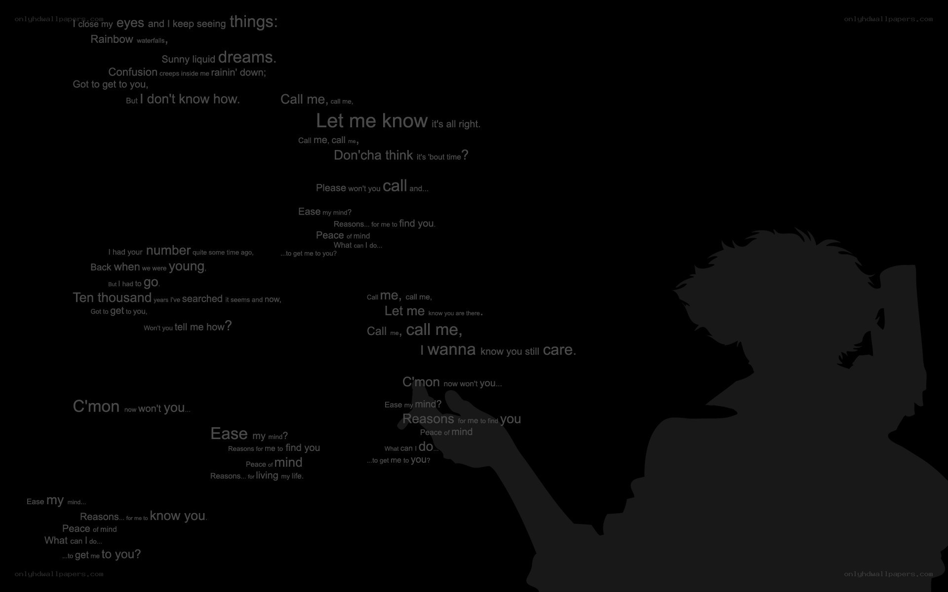silhouette with song lyrics