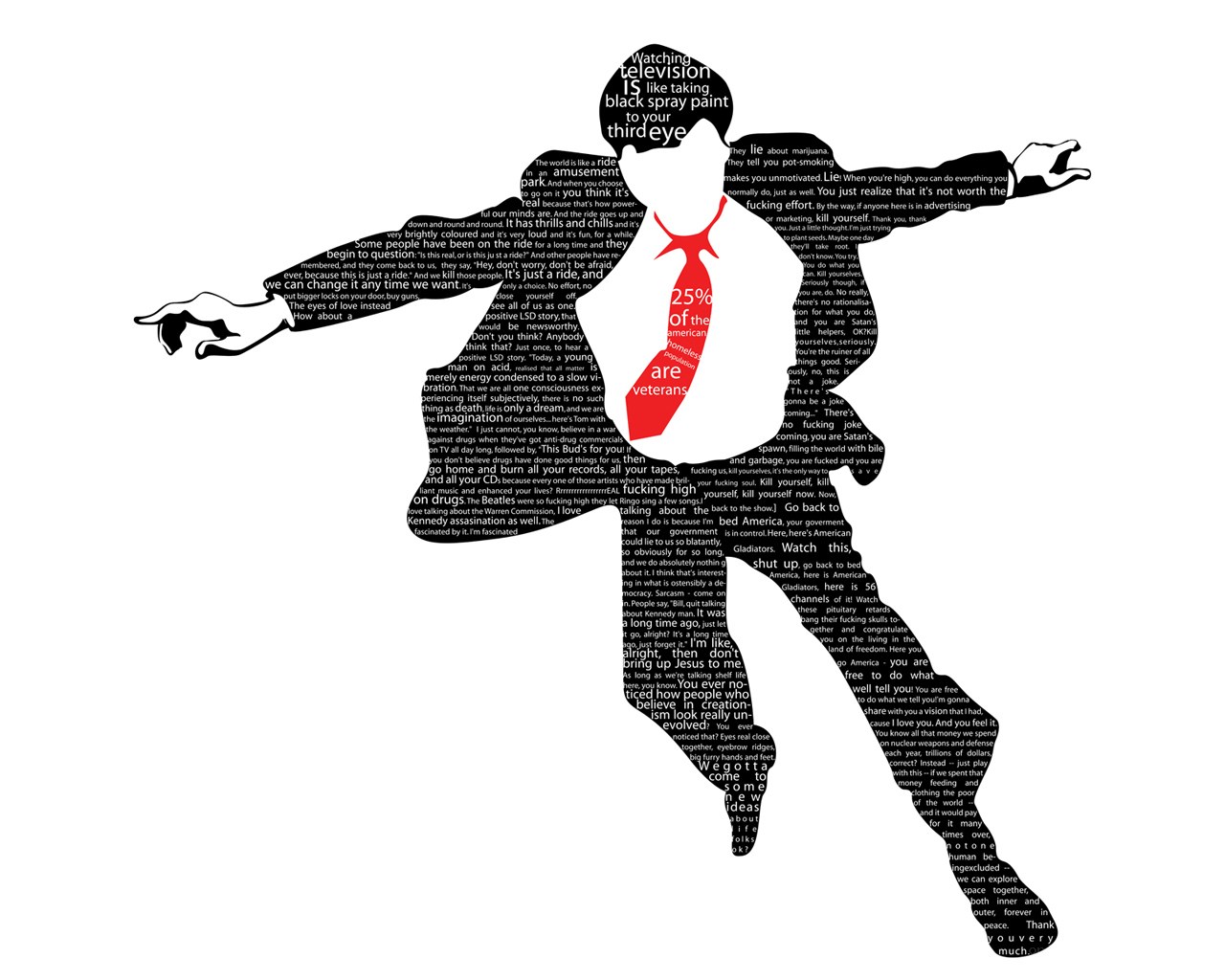 Silhouette with text and red tie