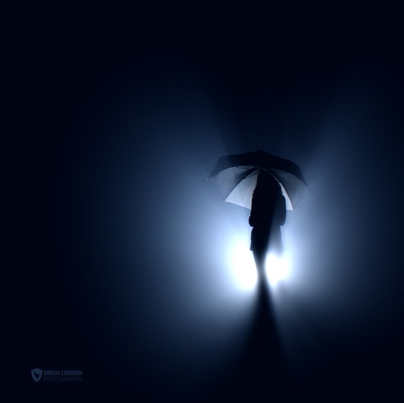 Silhouette with Umbrella — Black