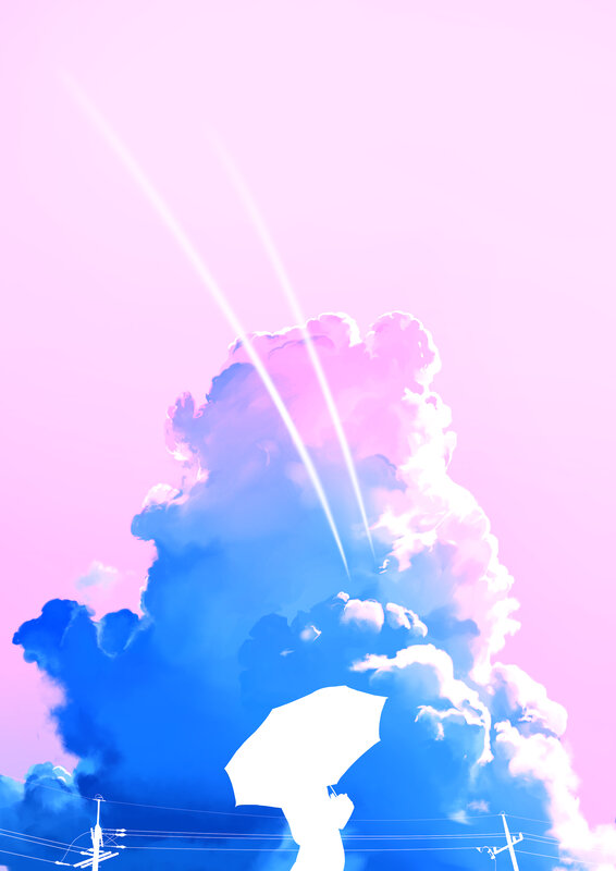 Silhouette with Umbrella — Pink