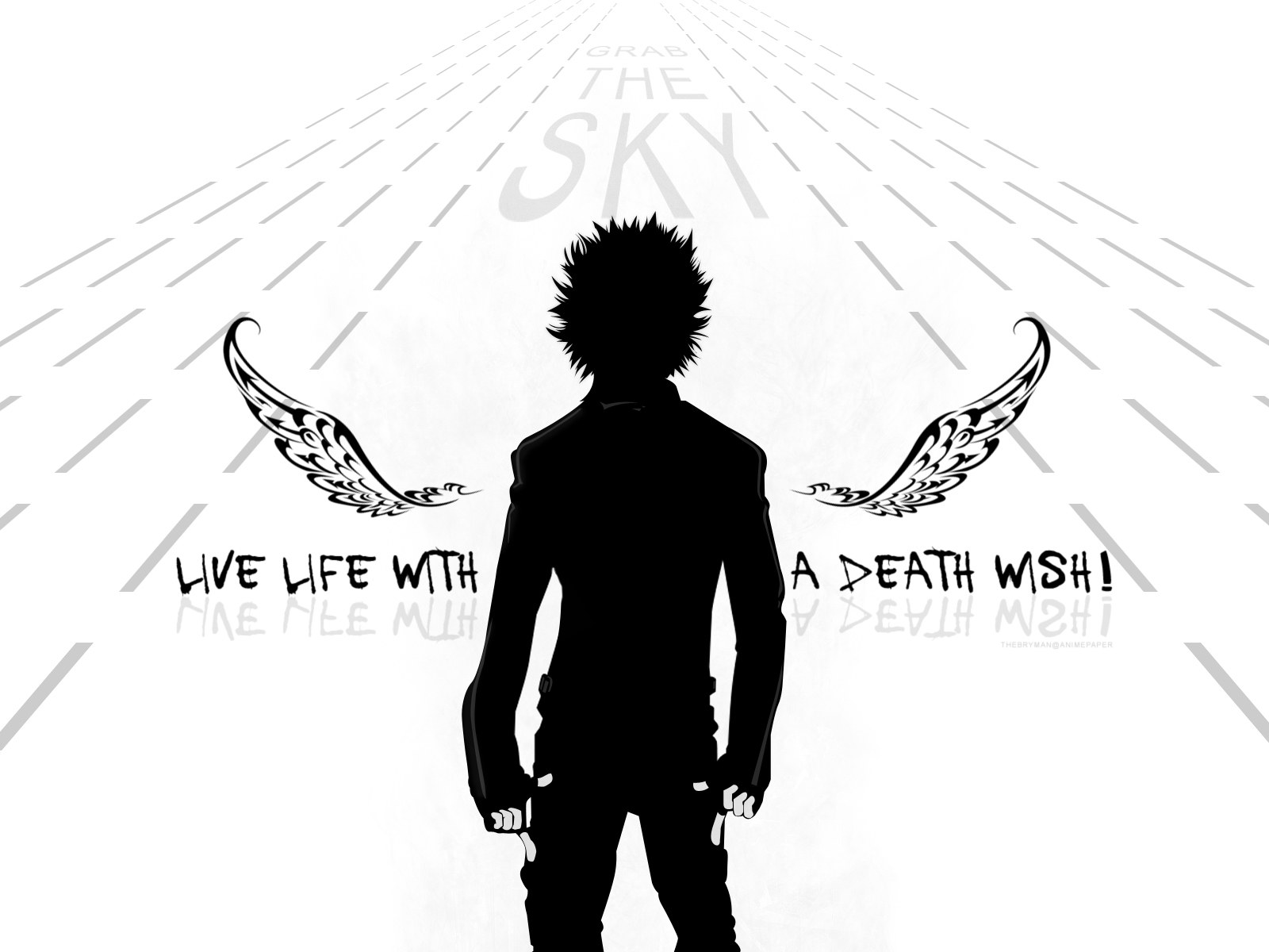 silhouette with wings and quote