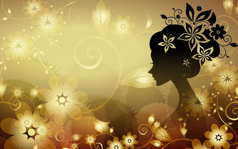 silhouette woman with floral design