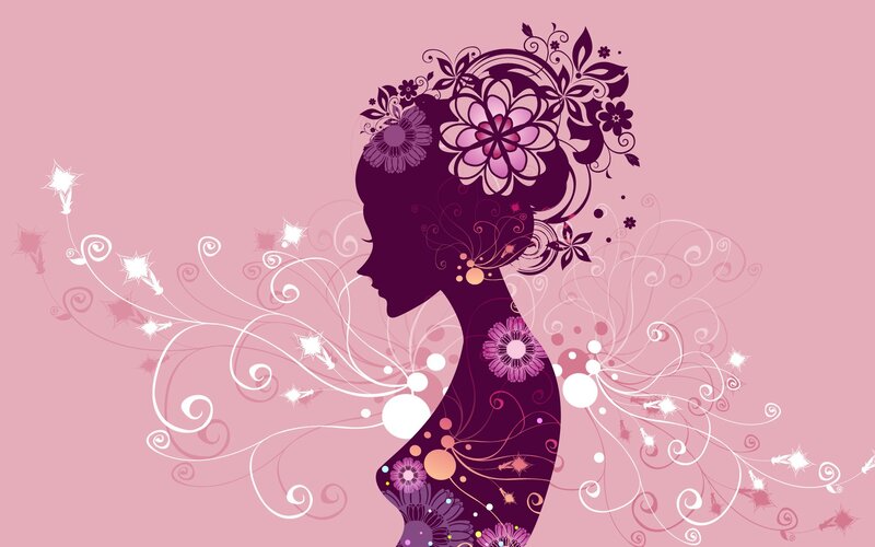 silhouette woman with floral design