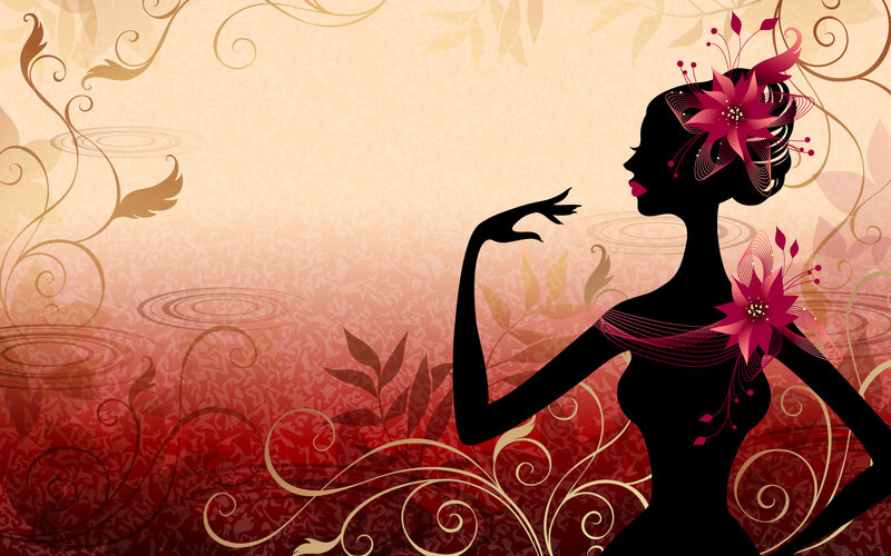 silhouette woman with floral design