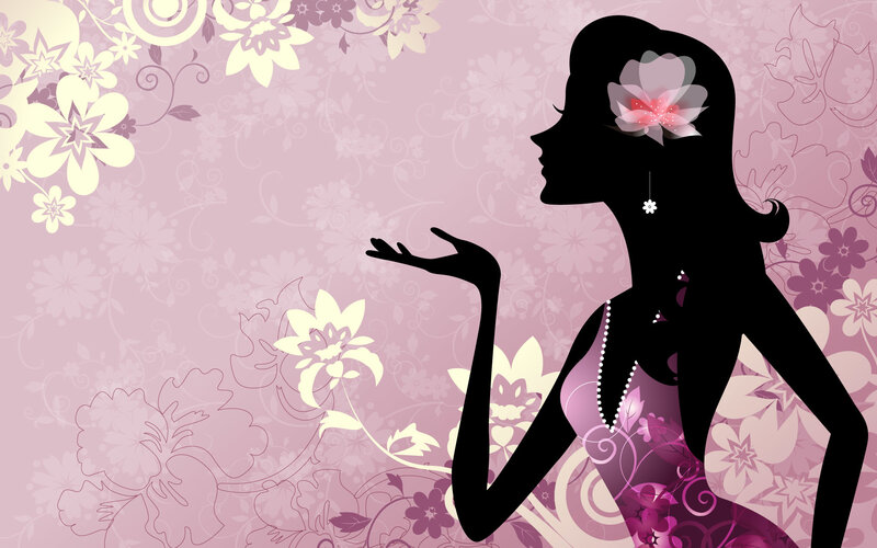 silhouette woman with flower