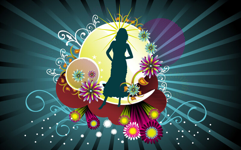 silhouette woman with flowers