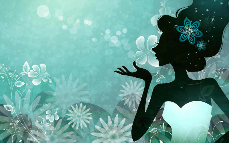 silhouette woman with flowers