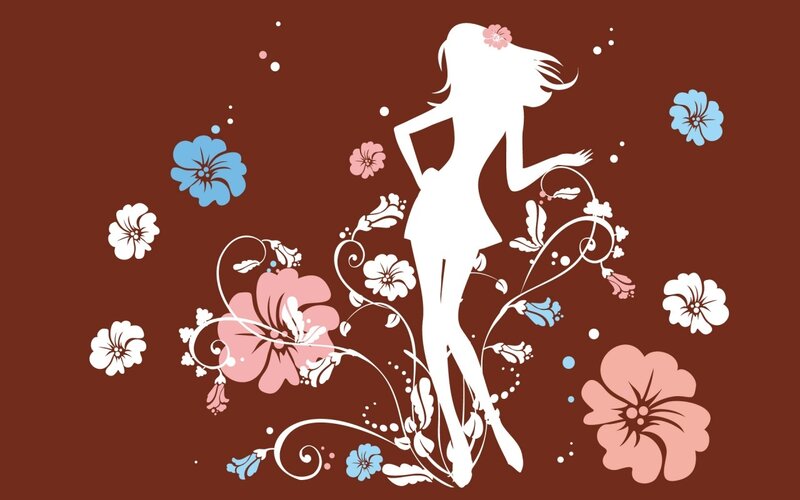 silhouette woman with flowers