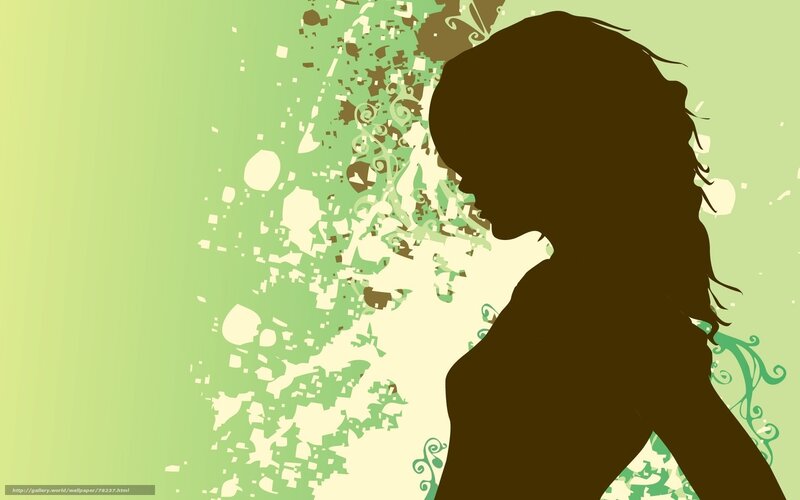 silhouette woman with green background