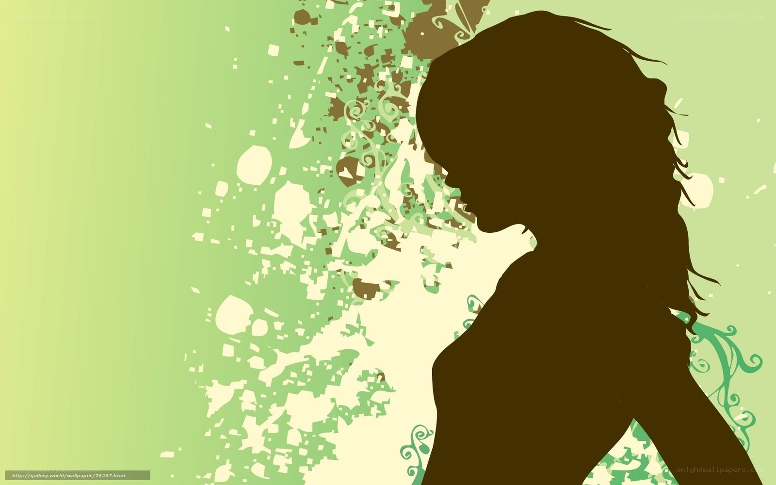 silhouette woman with green background