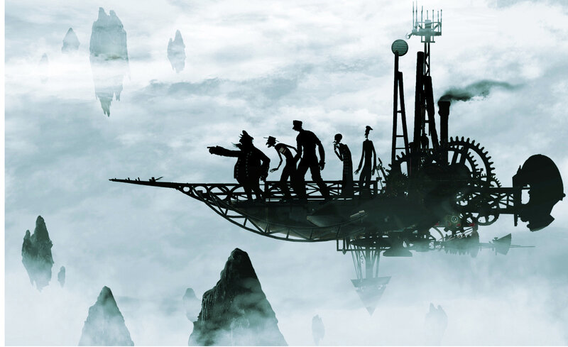 Silhouetted Airship Crew — Black