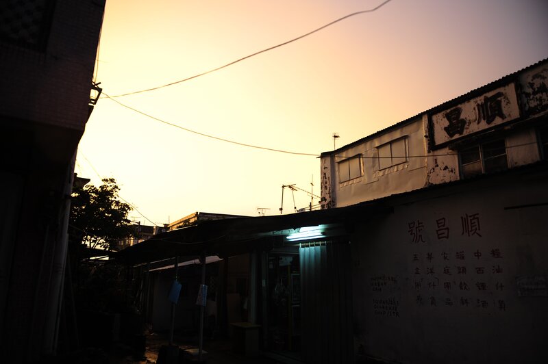 Silhouetted Alley at Dusk