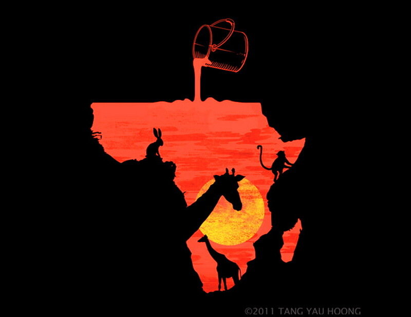 Silhouetted Animals in Africa