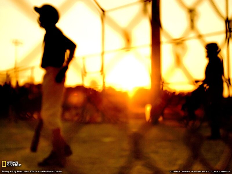 Silhouetted Baseball Players — Yellow