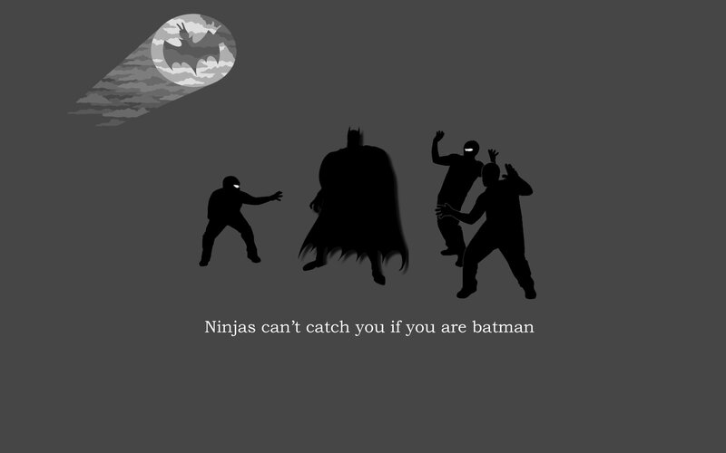Silhouetted Batman and Ninjas