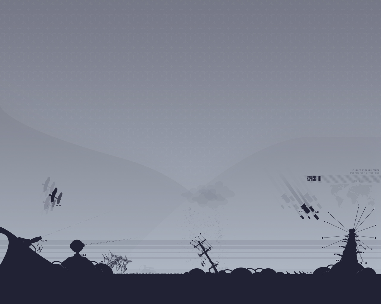 Silhouetted battlefield scene