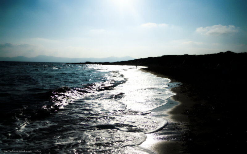 Silhouetted Beach at Sunset — Blue