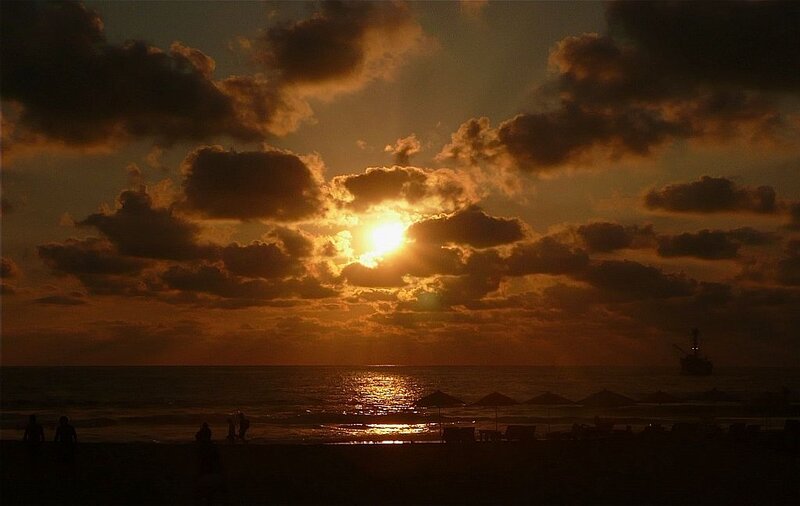 Silhouetted Beach at Sunset