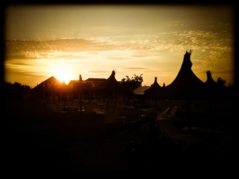 Silhouetted Beach Umbrellas — Yellow