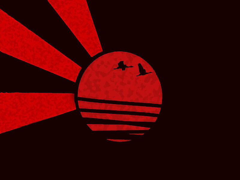 Silhouetted Birds Flying — Red