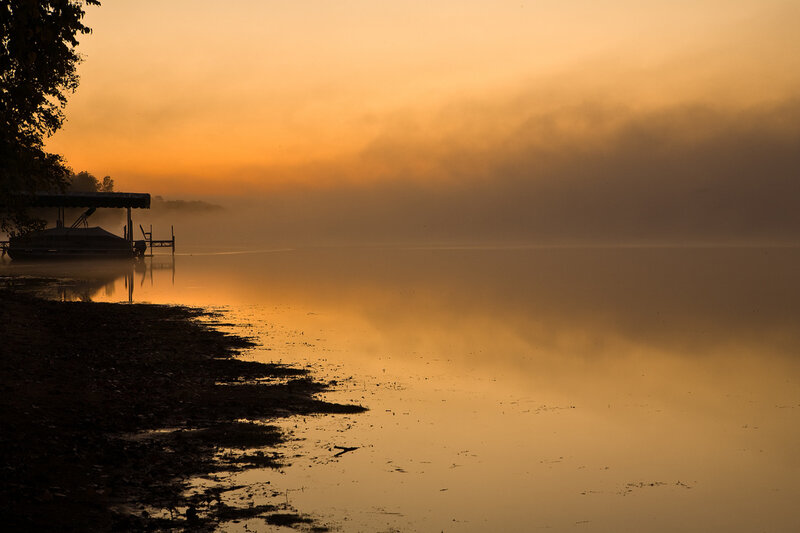 Silhouetted Boat Dock