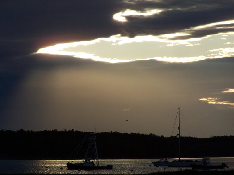 Silhouetted Boats at Dusk — Black