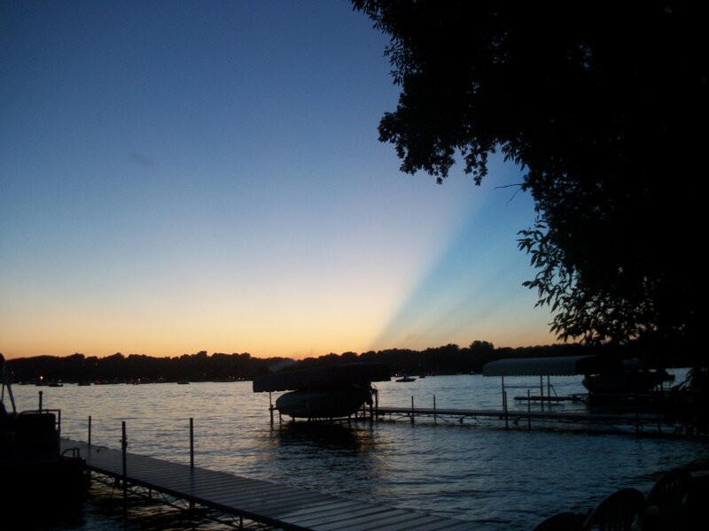 Silhouetted Boats at Dusk — Blue