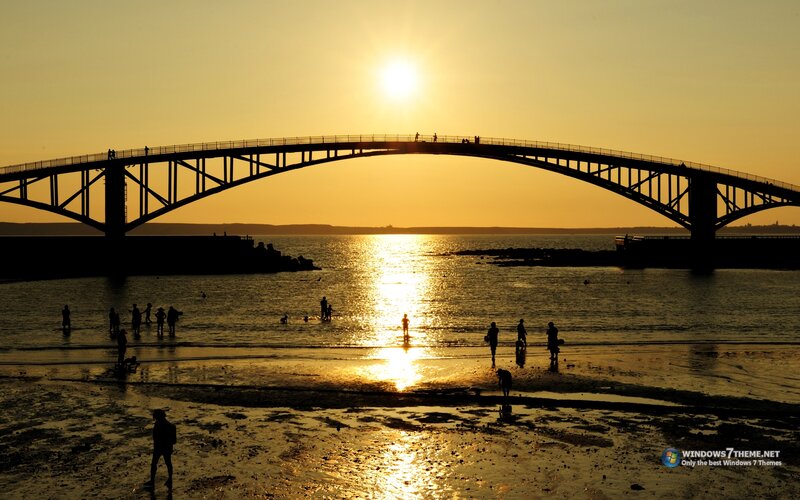 Silhouetted Bridge at Sunset — Gold