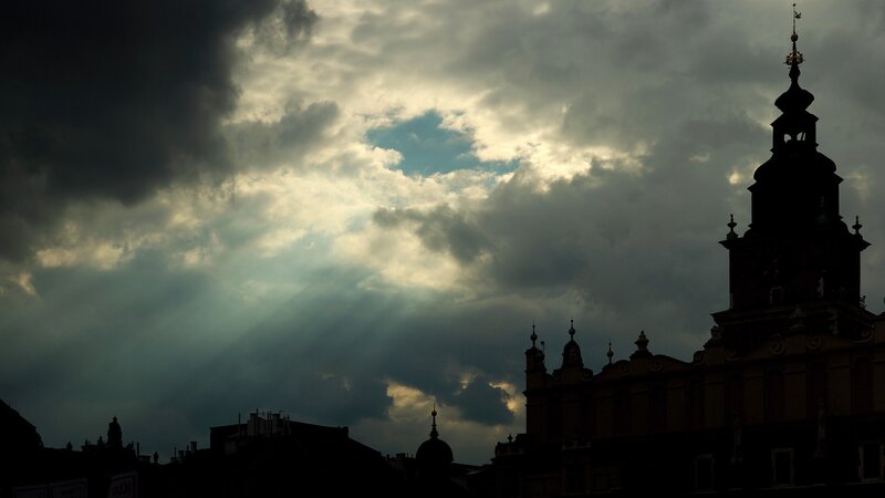 Silhouetted Building under Sky