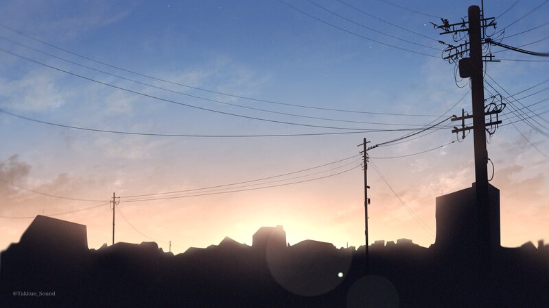 Silhouetted Buildings at Dusk — Blue, Serene