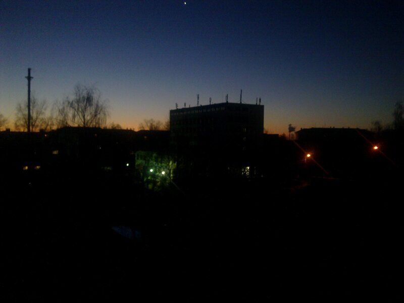 Silhouetted Buildings at Dusk — Blue