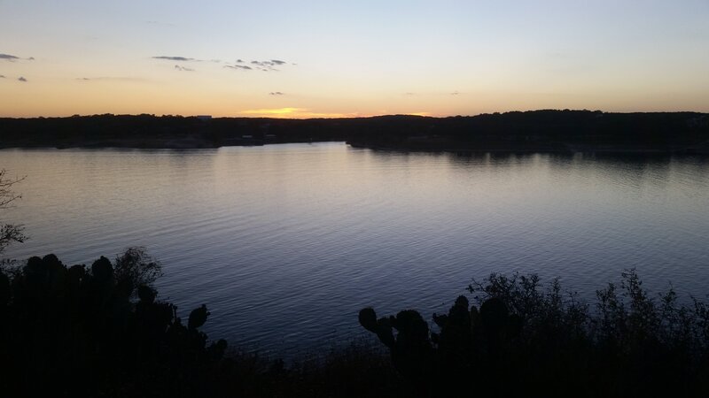 Silhouetted Cacti at Lake