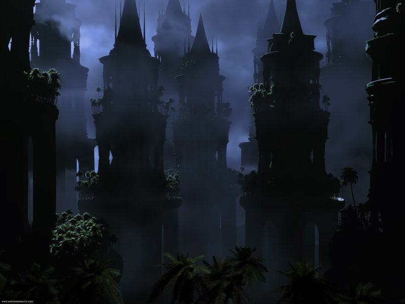 Silhouetted Castle Towers