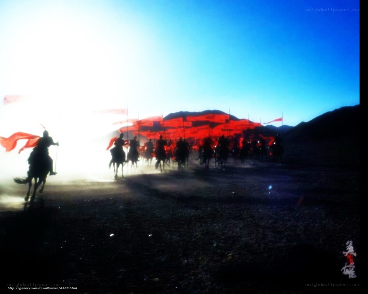 Silhouetted cavalry charge
