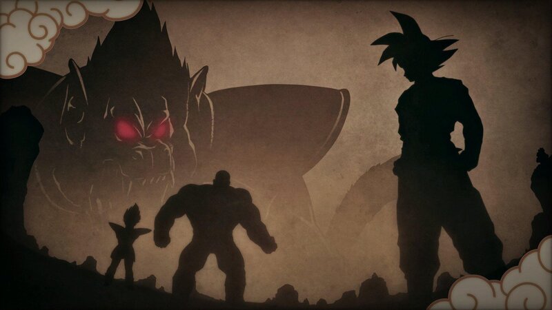 Silhouetted Characters Facing Monster