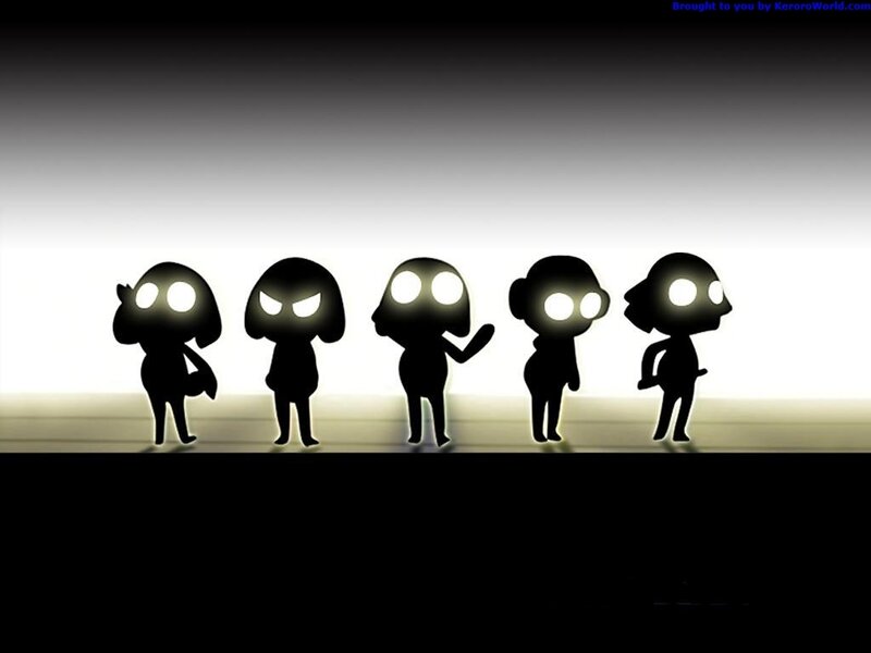Silhouetted characters in a row