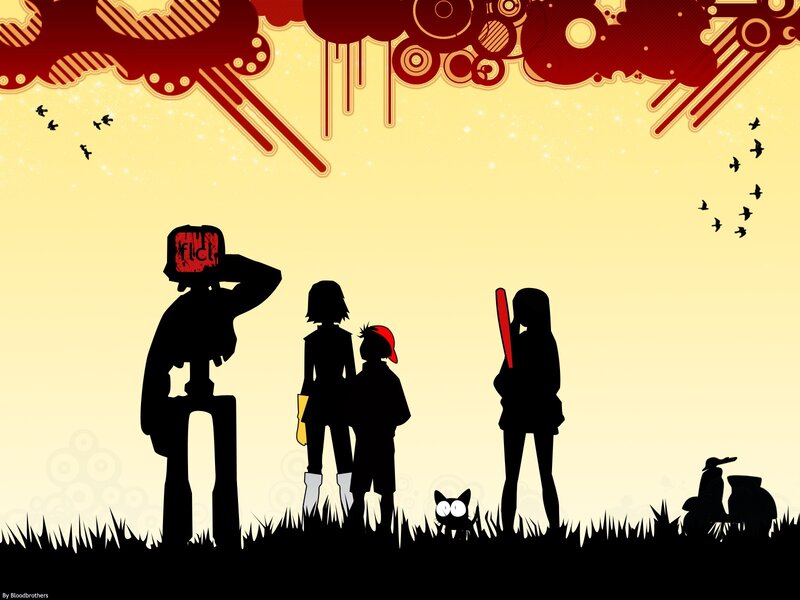 Silhouetted Characters in Field
